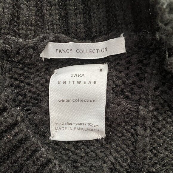 ZARA Lace Cable Knit Sweater Crop Cream Black 11-12 - Picture 5 of 6